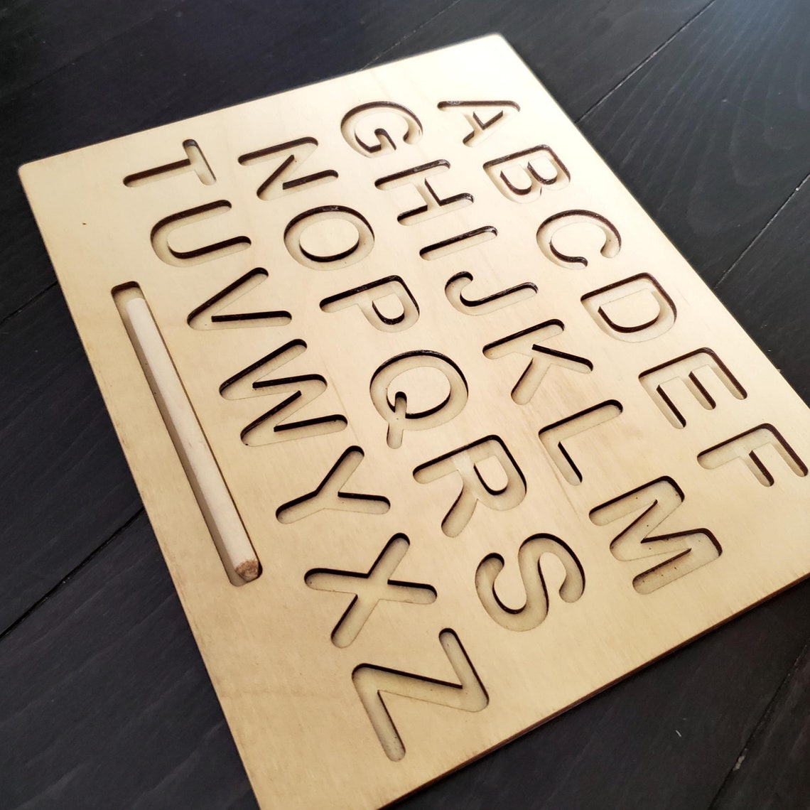 Montessori Alphabet Tracing Board Made of Wood Line Tracing Etsy