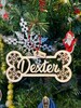 Pet Personalized name Christmas Ornaments, Holiday ornament pet, pet gifts, Cat, dog, laser cut, Personalized name with natural wood color 