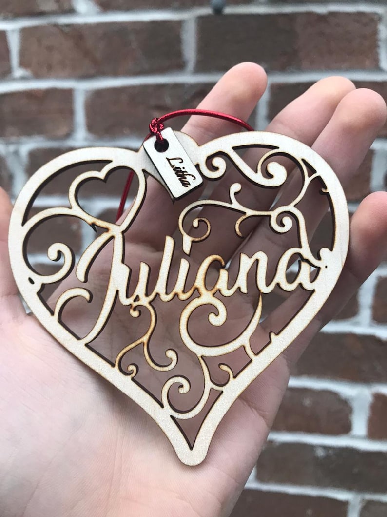 Personalise Valentine Gift heart wood cut Valentines Ornament gift for her gift for him