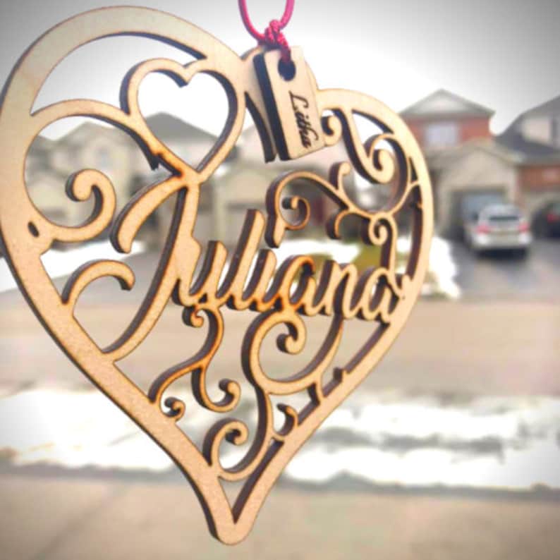 Personalise Valentine Gift heart wood cut Valentines Ornament gift for her gift for him
