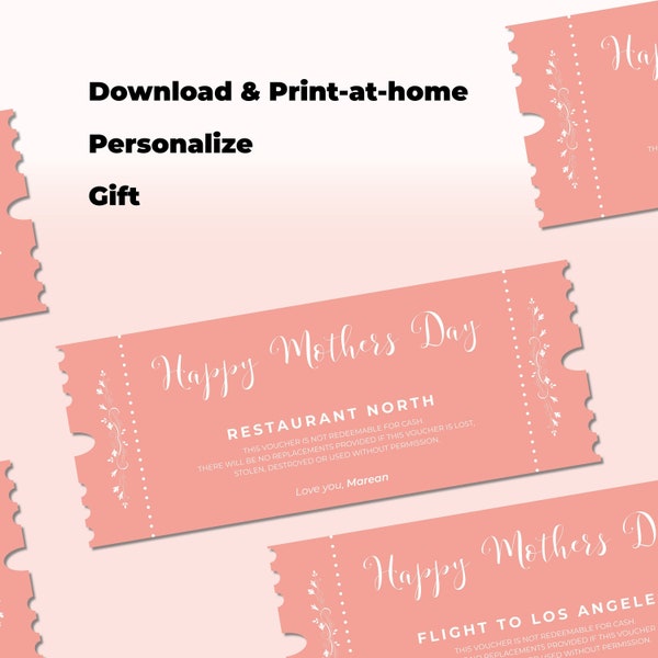 Editable Mother's Day Gift Card | Voucher Template Printable | Gift Ticket Printable at Home | Surprise Gift | Coupon | Spa | Muttertag