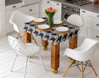 Dining mosaic tile table, kitchen table, wooden rustic table, hand crafted table