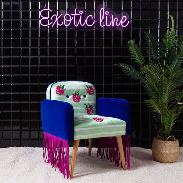 RESERVED embroidered chair, bright accent furniture, boho armchair