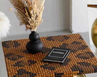 Handmade Mosaic Leopard Tile Tabletop Unique Coffee Table Top – DIY Table – Artisan Tile Surface (No Legs Included)