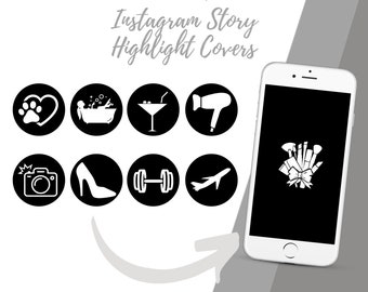 28 Instagram Story Highlight Icons Covers Black White Social Media BUY 2 WITH 50% OFF + free Insta Post Templates edit on Photoshop puzzle