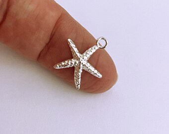 14mm x 18mm Solid 925 Sterling Silver Starfish Pendant Charm 14mm x 18mm Solid 925 Sterling Silver Starfish Pendant Charm