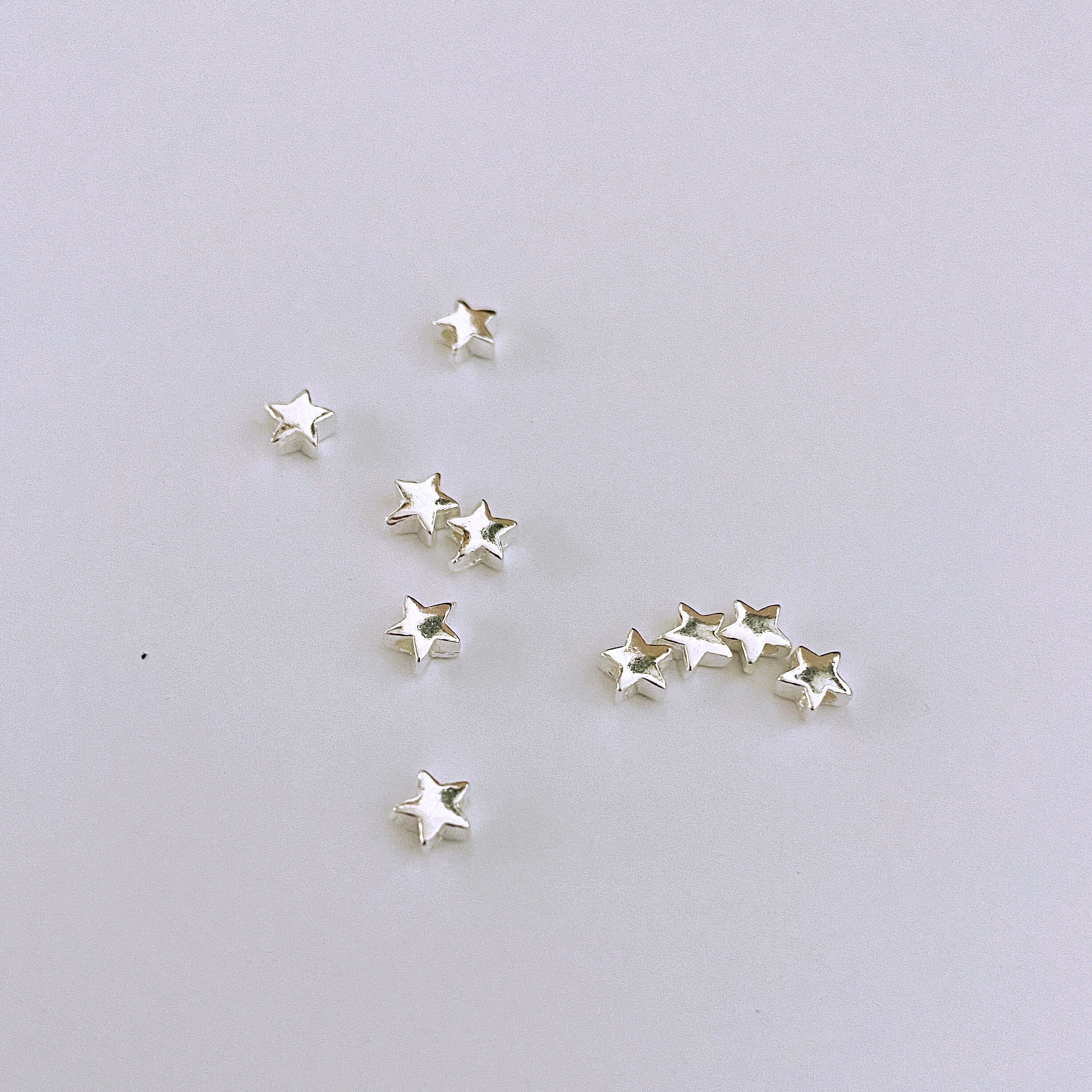 Tiny Silver Star beads 5mm puffed sterling silver teeny tiny Etsy