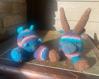 Stuffed Animals Hippo & Ibex Pair Amigurumi - PDF Download Pattern Only