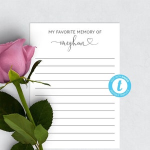Bewerkbare My Favorite Memory Card, Memorial Service-gastenboek, Herinnering aan een geliefde, favoriete geheugenkaart voor begrafenis, gastenboek begrafenis