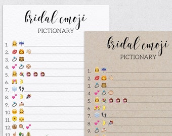 Instant Download Bridal Emoji Pictionary Answers, Bridal Emoji Game, Bridal Shower Pictionary Emoji, Bridal Shower Games Emoji Printable