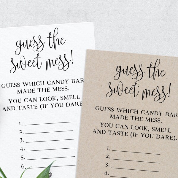 Instant Download Guess The Sweet Mess Game, Candy Bar Game, Baby Shower Candy Bar Game, Guess The Mess Baby Shower Game, Printable, PDF