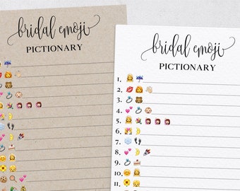 Instant Download Bridal Emoji Pictionary Answers, Bridal Emoji Game, Bridal Shower Pictionary Emoji, Bridal Shower Games Emoji Printable