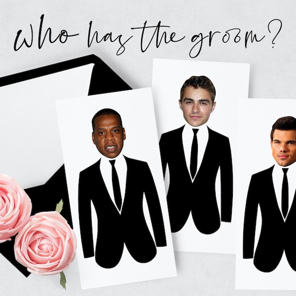 Instant Download Celebrity Groom Game, Who Has The Groom Bridal Shower Game, Who Has The Groom Template, Celebrity Tuxedo, Groom Tux Game