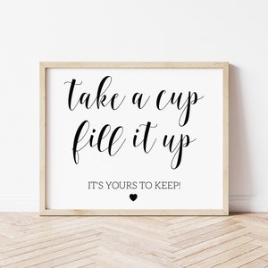 Prendi un segno di tazza, prendi un segno di matrimonio tazza stampabile, prendi un segno di tavolo tazza addio al nubilato, prendi un segno di caffè bar, Baby Shower favori tè
