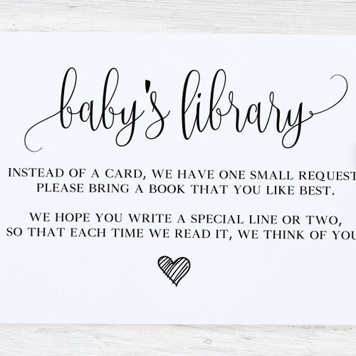 Books for Baby Request Printable Insert Instant Download - Etsy