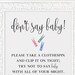 Instant Download Don't Say Baby Printable, Don't Say Baby Sign, Don't ...