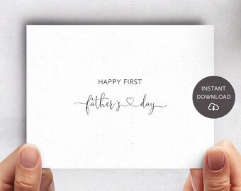 Instant Download Happy First Father's Day, Dad's First Father's Day, New Dad, Card From Wife, Card From Mom, Card From Girlfriend, Simple