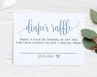 Boleto de rifa de pañales azules: Inserto de invitación para baby shower (PDF y JPG)