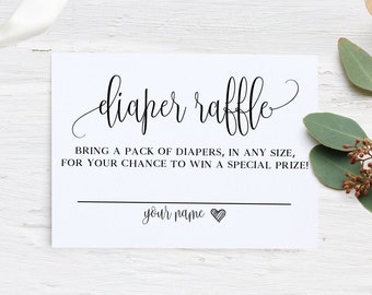 Diaper Raffle Ticket Template: Baby Shower Invitation Insert (PDF & JPG)