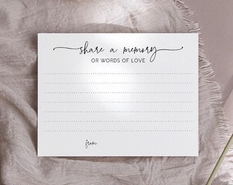 Funeral Memory Card: Share A Memory, Words of Love (PDF)