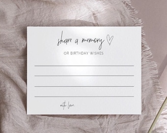 Bewerkbare sjabloon Share A Memory Card: Jar met verjaardagswensen (digitale download)
