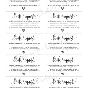 Baby Shower Book Request Insert: Library Theme (PDF & JPG) image 3