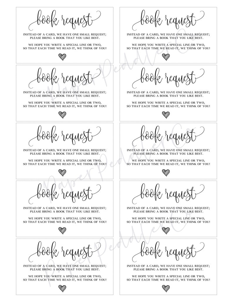 Baby Shower Book Request Insert: Library Theme (PDF & JPG) image 3