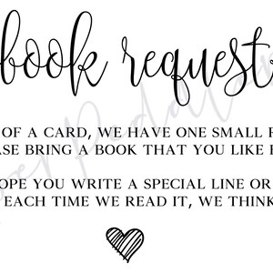 Baby Shower Book Request Insert: Library Theme (PDF & JPG) image 2