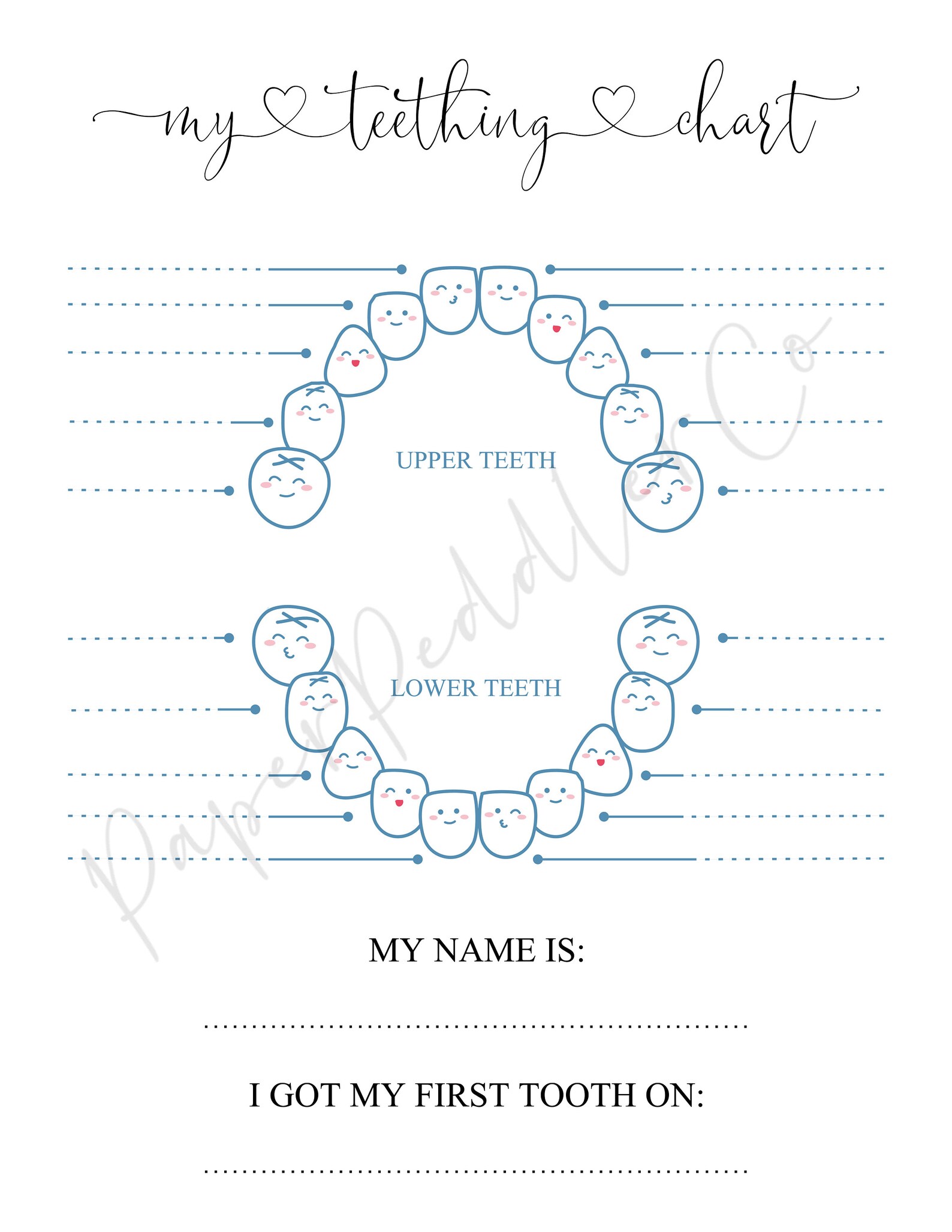 Teething Handout.pdf Baby Teething Chart: Keepsake Memento (PDF & JPG) - Etsy