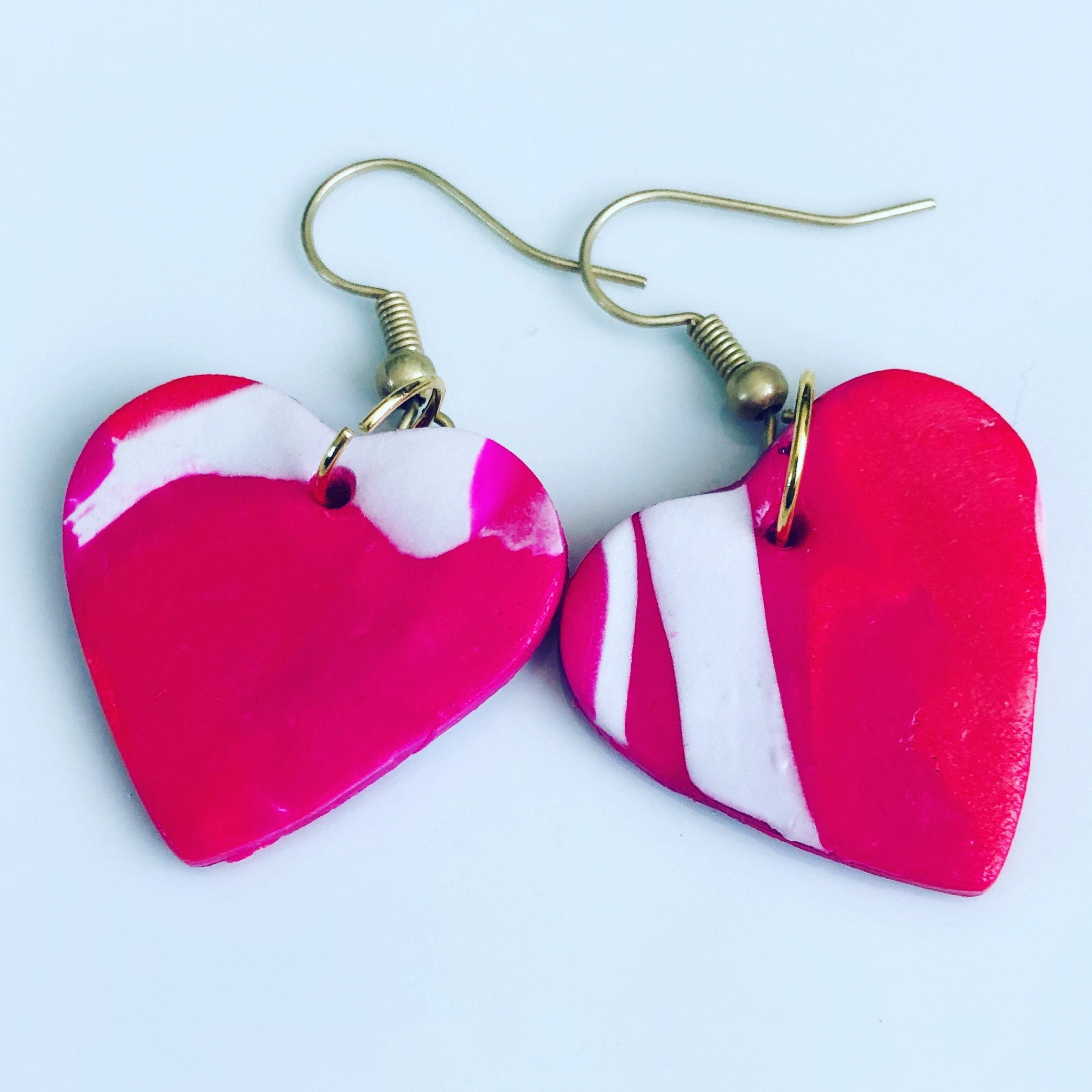 Beautiful Clay Heart Earrings | Etsy