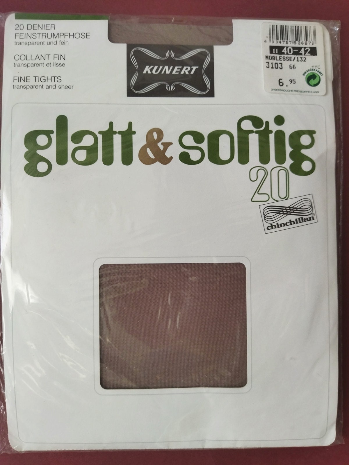 4 Pairs of Vintage Kunert 20 Den Women's Tights, Pantyhose, Collant ...