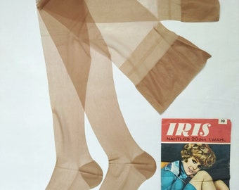 Vintage Iris Women's 20 Den Nylon Stockings,Calze,Strümpfe Size 10 Mode Extra Long