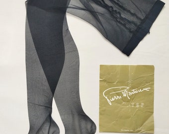 Vintage Pierre Mantoux Top 15 Den Medias de Mujer, Pantimedias, Collant, Strumpfhose Tamaño 4 (L) Marino