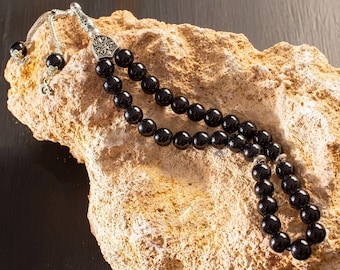 REAL Black Onyx Islamisches Gebet 33 Perlen, Tasbih, Tesbih, Misbaha, Tasbeeh, Sibha, Rosenkranz, Tasbih 33, Tasbih Personalisierte 10mm große Größe