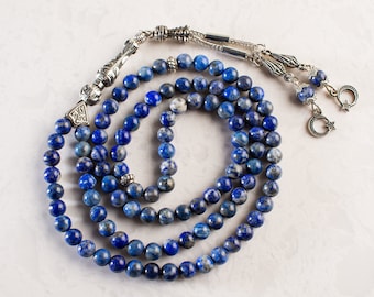 REAL Lapis Lazuli Islamic Prayer Beads, Tasbih 99 Beads, Misbaha, Tasbeeh, Muslim gift, Sibha, Tasbeeh 99, Tasbih Personalized 6mm