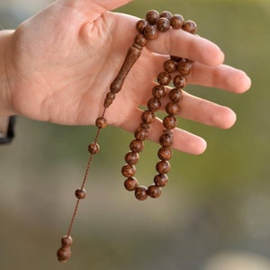 REAL Cinnamon Tree, (Smell very good) Islamic Prayer 33 Beads, Tasbih, Misbaha, Tasbeeh, Sibha, Rosary, Tasbih 33, Tasbih Personalized 10mm
