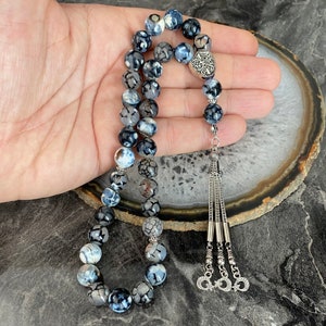 REAL Agate, Aqeeq, Islamic Prayer 33 Beads, Tasbih, Tesbih, Misbaha, Tasbeeh, Sibha, Rosary, Tasbih 33, Tasbih Personalized 10mm, Big Size