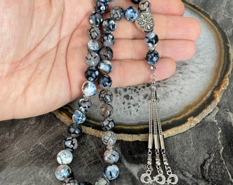 REAL Agate, Aqeeq, Islamic Prayer 33 Beads, Tasbih, Tesbih, Misbaha, Tasbeeh, Sibha, Rosary, Tasbih 33, Tasbih Personalized 10mm, Big Size