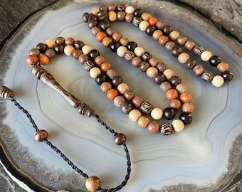 Tasbih Islamico In Pietra D'Onice - Rosario Da Preghiera Con 99 Perline, Misbaha Con Nodi Per Il Dhikr, Regalo Spirituale