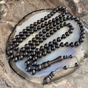 REAL Ebony Tree Islamic Prayer 99 Beads, Tasbih, Misbaha, Tasbeeh, Muslim, Rosary, Tesbih, Misbah, Tasbih 99, Tasbih Personalized 9mm