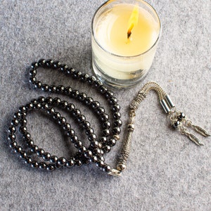 REAL Hematite Islamic Prayer Beads, Natural Stone 99 Beads, Tasbih, Misbaha, Tasbeeh, Rosary, Misbah, Tasbih 99, Tasbih Personalized 6mm