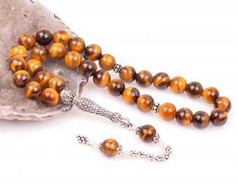 925 Silver REAL Tiger Eye Islamic Prayer 33 Beads, Tasbih 33, Silver Tasbih, Misbaha, Tasbeeh 33, Rosary, Tiger Eye Tasbih, 8mm, EXCLUSIVE!