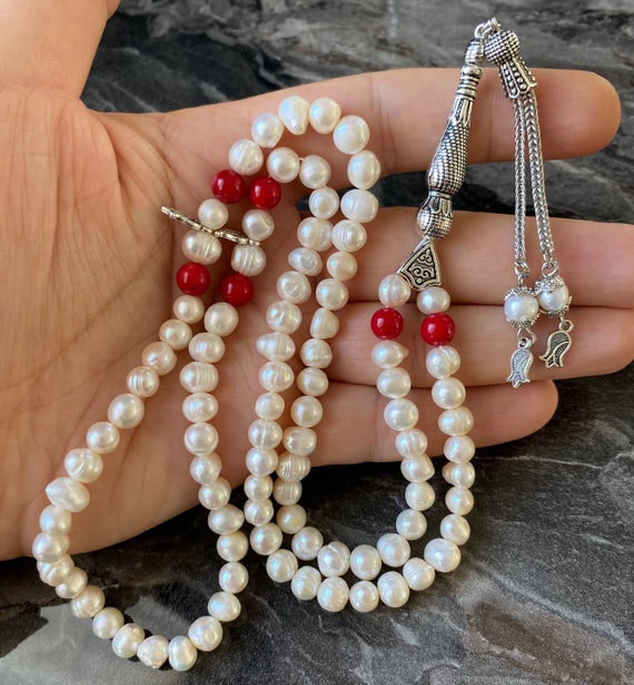 REAL Pearl Islamic Prayer Beads Natural Stone 99 Beads Tasbih Misbaha Tasbeeh Pearl Tasbih Tasbih 99 Sibha Tasbih Customized 8mm Etsy