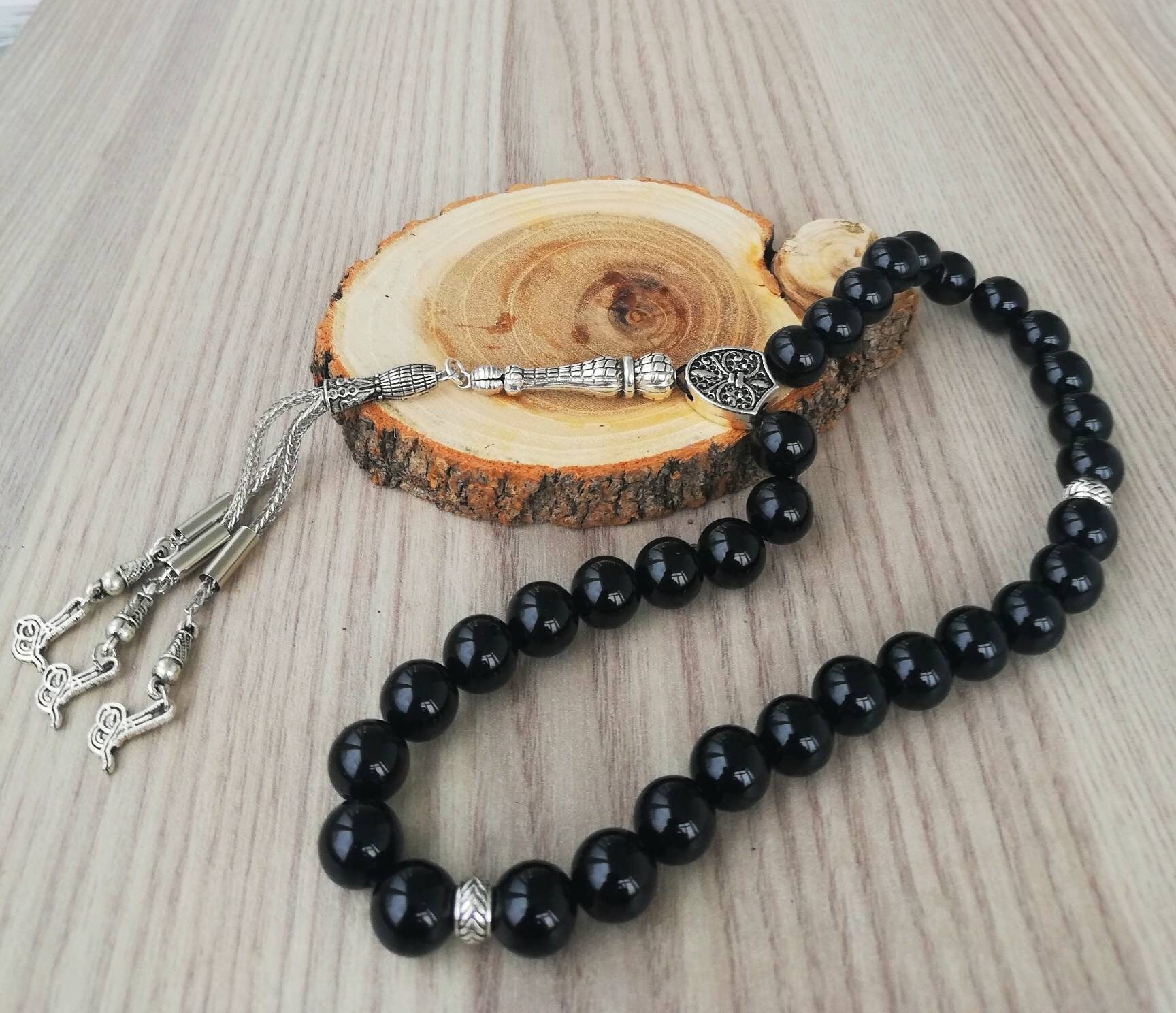REAL Black Onyx Islamic Prayer 33 Beads Tasbih Tesbih | Etsy