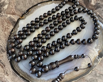 REAL Ebony Tree Islamic Prayer 99 Beads, Tasbih 99, Misbaha, Tasbeeh 99, Muslim Rosary, Sibha 99, Tasbih Personalized 10mm, Big Size Tasbih