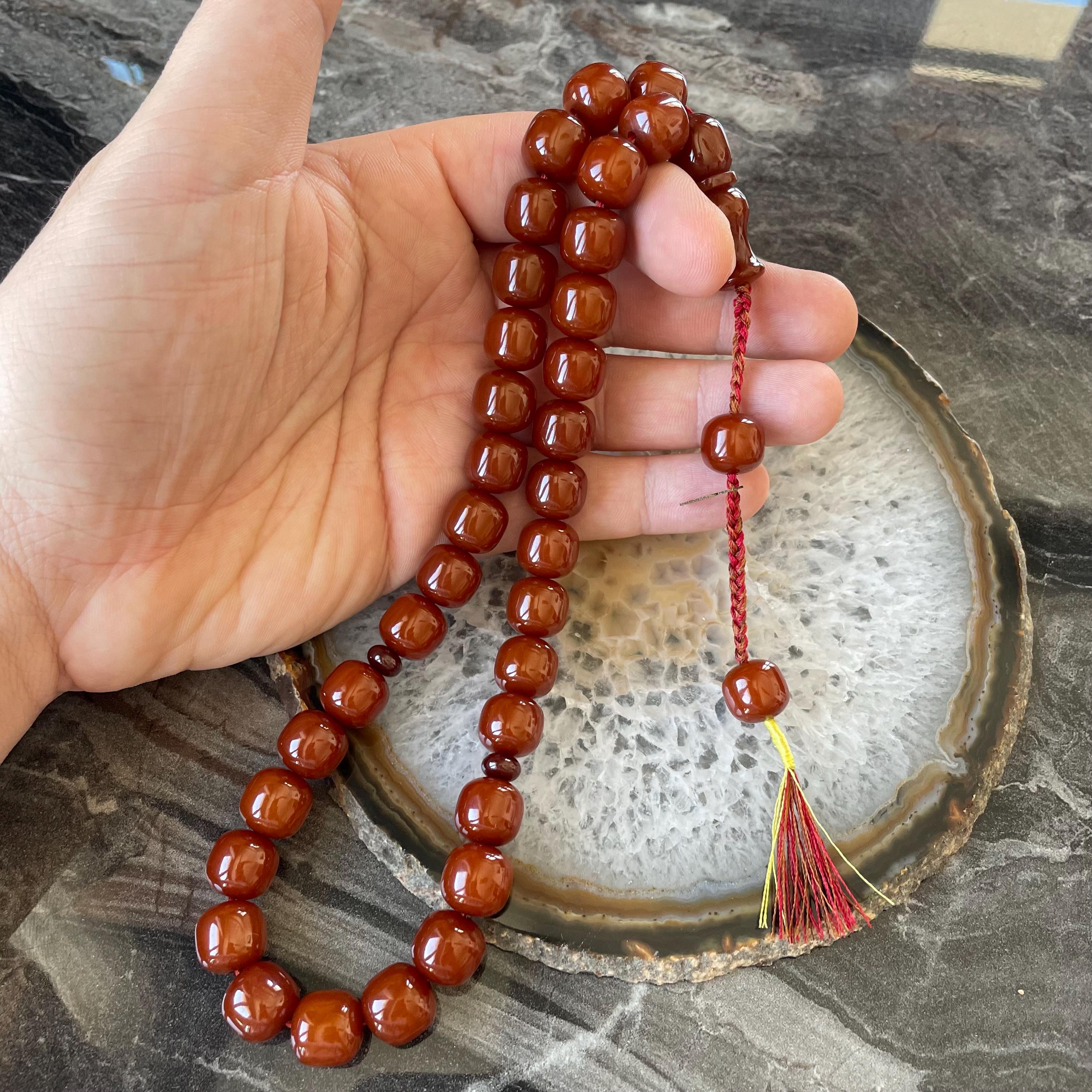Tightening Amber Islamic Prayer Beads, 33 Beads Tasbih, Misbaha, Catalin Tasbeeh, Muslim Rosary, Tasbih Exclusive 13 mm Very BIG Size!