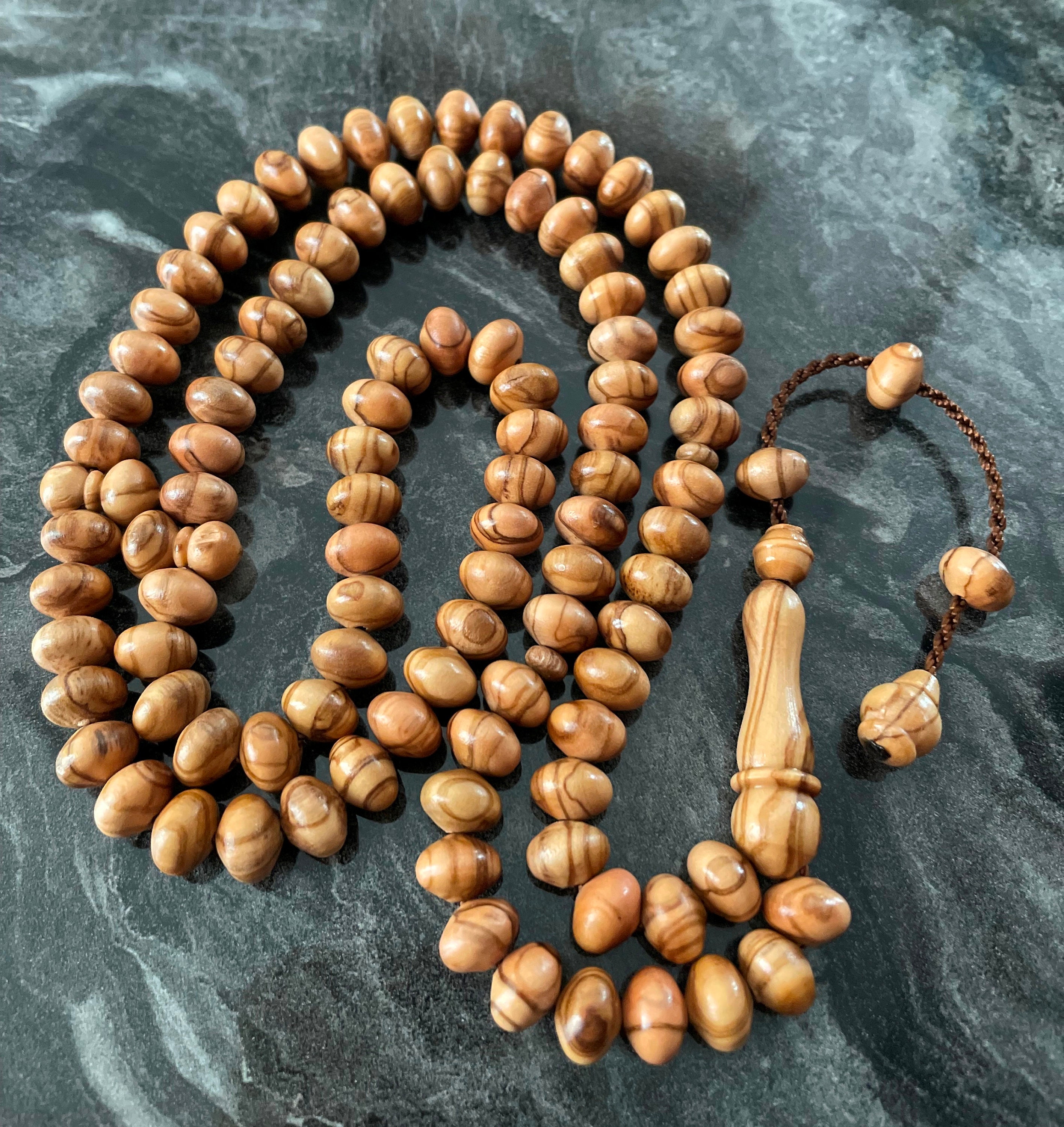 アクセサリー tasiabu391 Buy REAL Olive Tree, Wooden Islamic Prayer 99 Beads, Tasbih