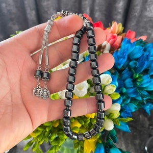 REAL Hematite Islamic Prayer Beads, Natural Stone 33 Beads, Tasbih, Misbaha, Tasbeeh, Rosary, Sibha, Tasbih 33, Tasbih Personalized 8mm