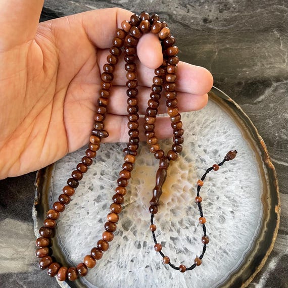 REAL Kuka Tree Wooden Islamic Prayer 99 Beads, Tasbih, Misbaha 