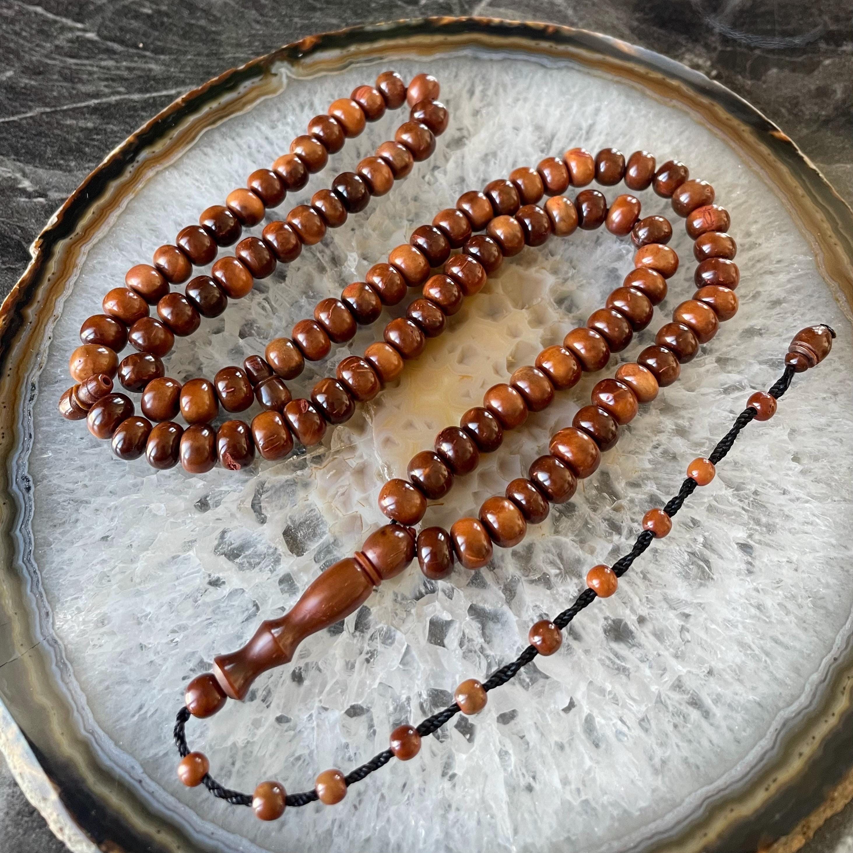REAL Kuka Tree Wooden Islamic Prayer 99 Beads, Tasbih, Misbaha 